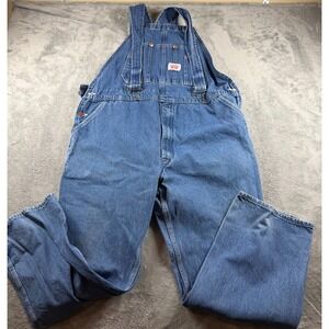 Vtg Round House Denim Bib Overalls Mens 42x30 Made‎ USA Workwear